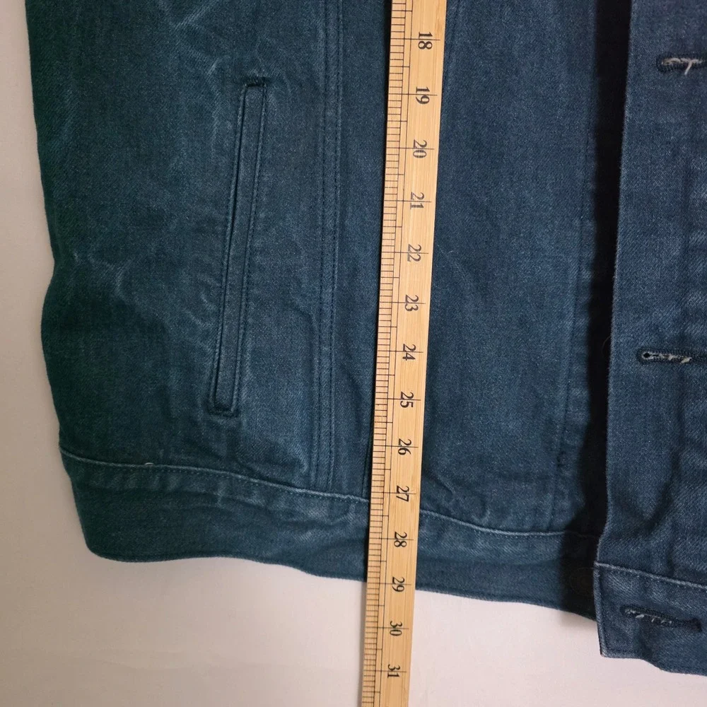 Levis Mens Trucker Denim Vest Dark Wash Blue Sleeveless Jacket XXL Raw Sleeve